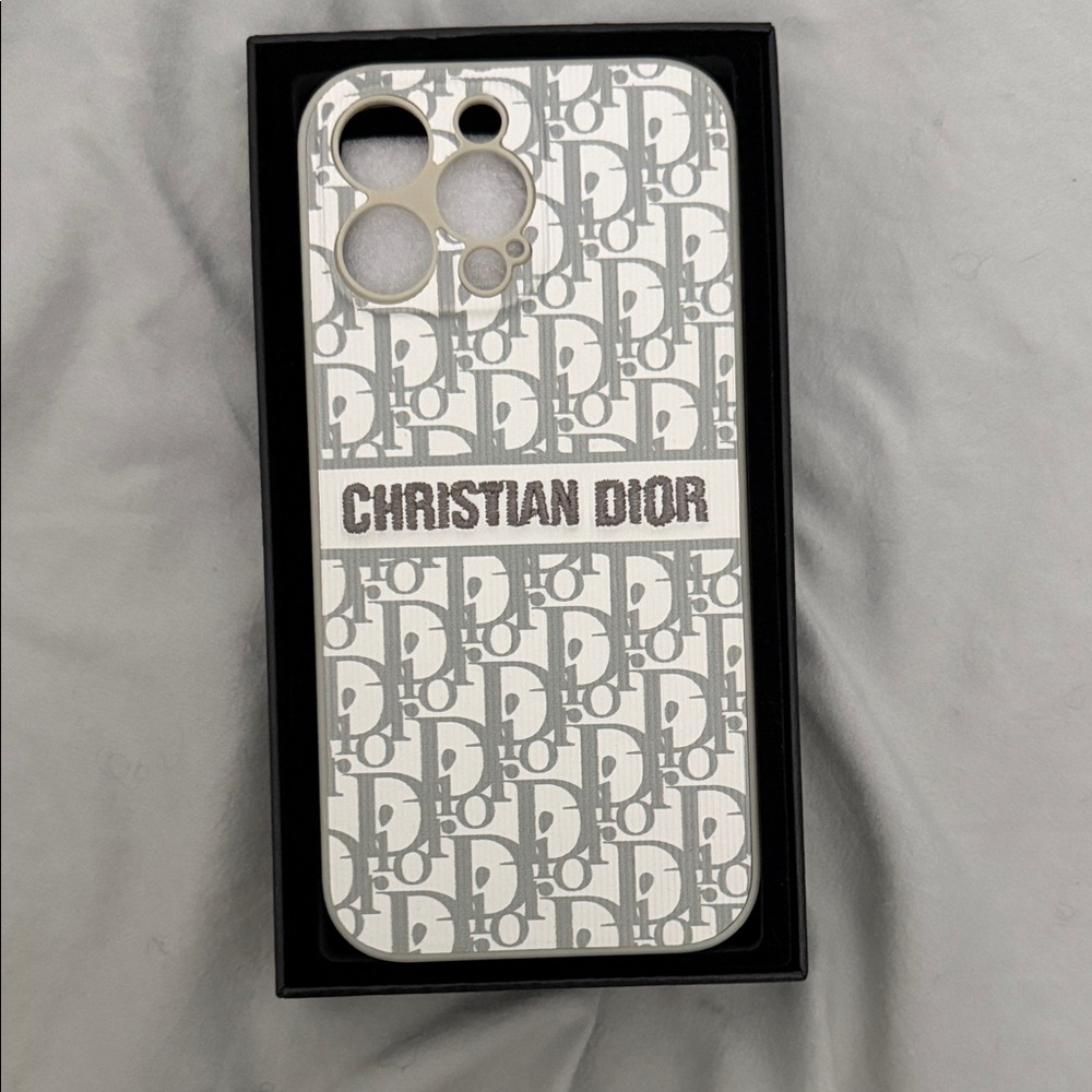 Dior Monogram White and Gray Phone Case - iphone 16 pro max